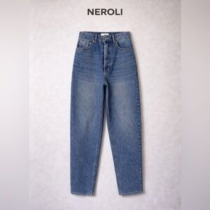 Neroli 36 Straight Leg High Rise Jeans Size S Blue Made in Korea Cotton